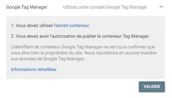 ajout propriete par google tag managergsc