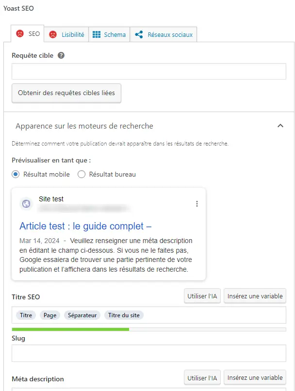 bloc yoast article wordpress