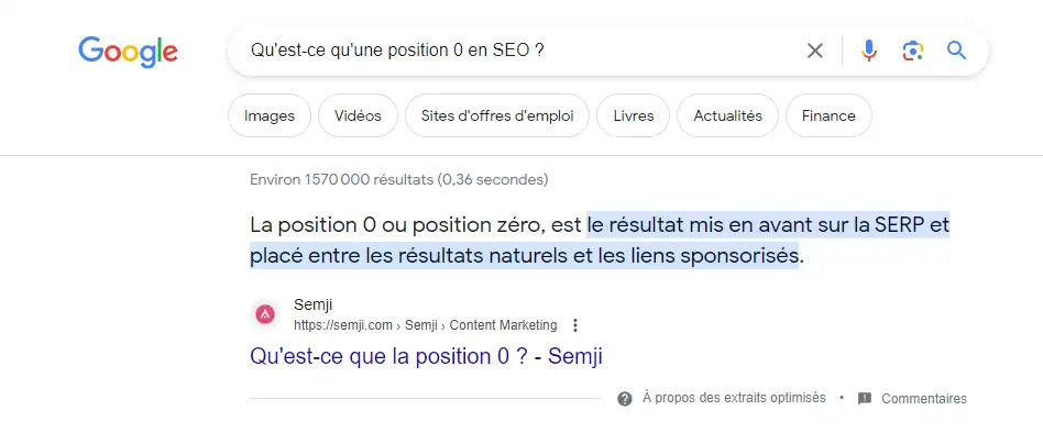 exemple position 0 seo